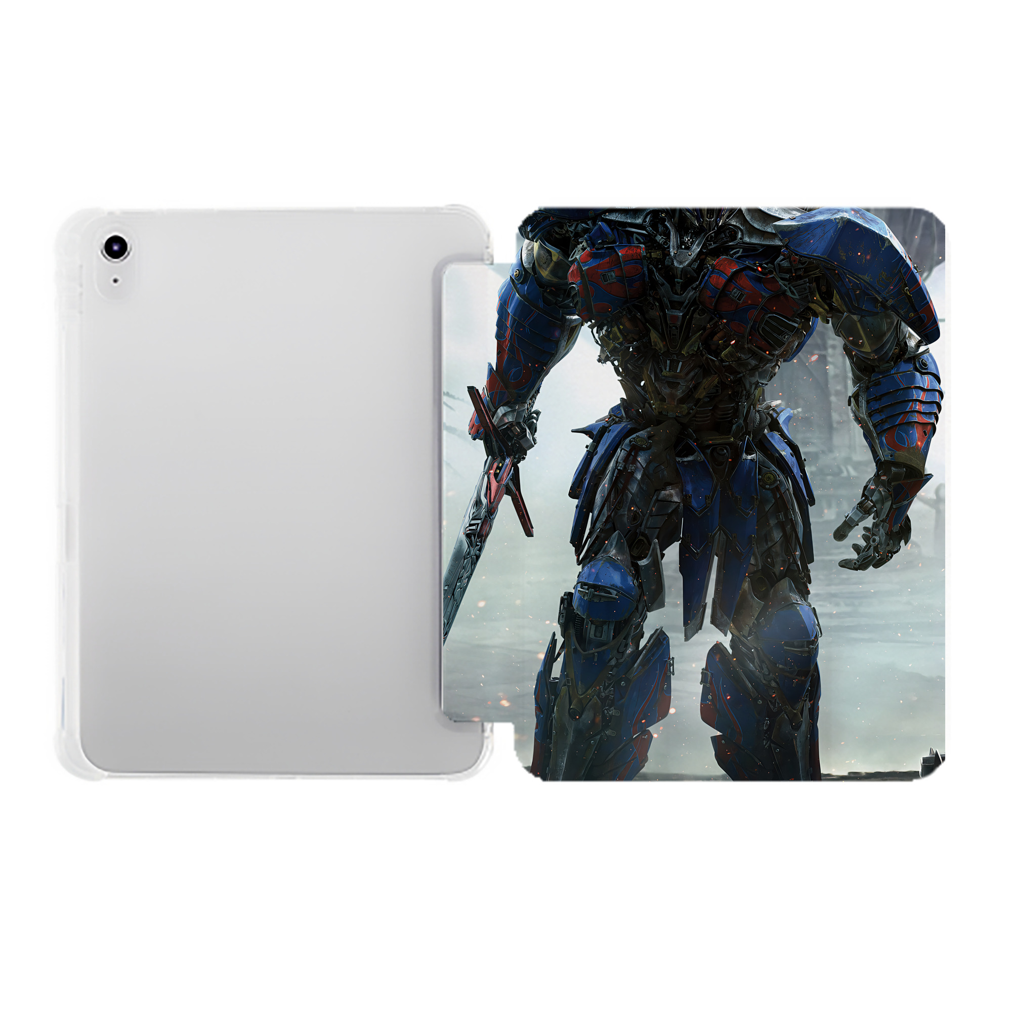 （画像用） Transformers トランスフォーマー IPad ケース ペン収納付き 三つ折りスタンド PUレザー×シリコン 対応機種9.5/10.5/10.9インチ